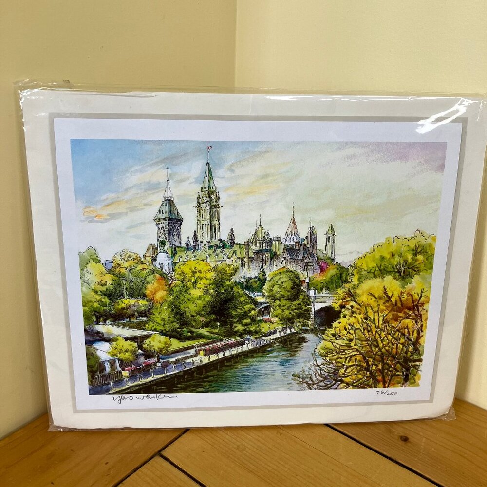 Ottawa Parliament in Autumn Art Print Signed by Artist Yao Wenkui 76/250
